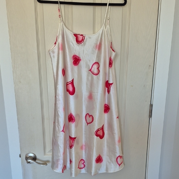 Heart Print Satin Slip Dress - Picture 3 of 5